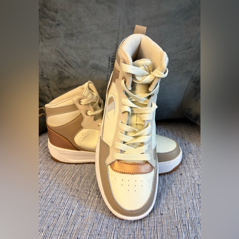 Champion Drome Cream and Tan High-Tops - Picture 2 of 8